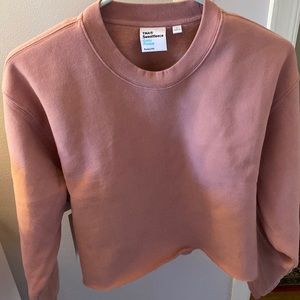 Aritzia Tna Cozy Fleece Perfect Cropped Sweatshirt in Gd Red Agril
